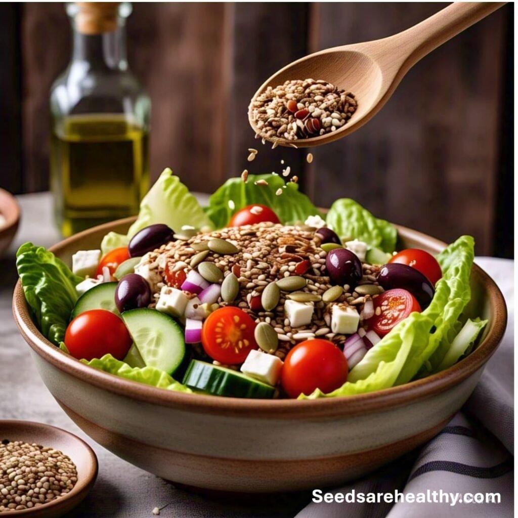 mediterranean salad with healthy seeds 1